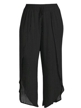 Beach Black Draped Wide-Leg Pants - Women Size XL